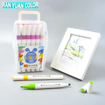 Двуглавая маркерная ручка 24 цвета с жесткой головкой, моющаяся кисть для рисования, специальная ручка для рисования, школьные принадлежности