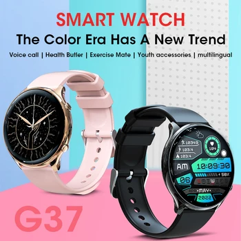 Новые смарт-часы G37 с большим экраном 1.39, Bluetooth, 5.2, браслет для звонков, поддерживает частоту сердечных сокращений, кровяное давление, мультиспортивные водонепроницаемые часы
