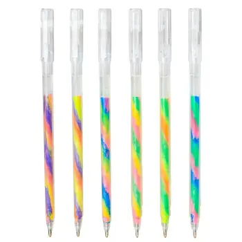 Блестящие гелевые ручки 6 цветов, градиентные ручки Fine Point Rainbow для выделения на маркерах, цветные карандаши для рисования в ручную.