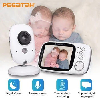 PEGATAH 3,2-дюймовый видеоняня Беспроводной Bluetooth 2-полосный аудио Разговор Няня ночного видения Мониторинг температуры Няня