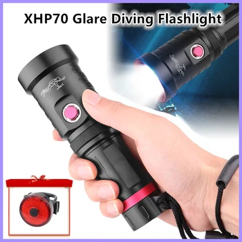 XHP70 Мощный светодиодный фонарик Подводный фонарь-амфибия с фиксированным фокусом, профессиональный фонарик для дайвинга, блики на открытом воздухе