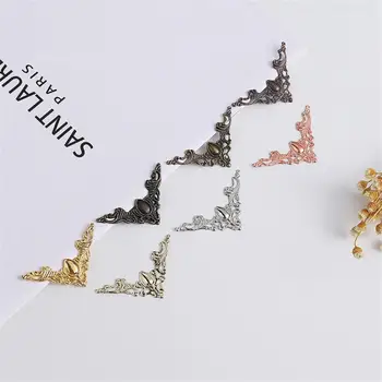 Металлические угловые кронштейны Золотисто-бронзового цвета, 42 мм Кружевные Угловые Кронштейны под прямым углом для Фоторамки, декора мебели