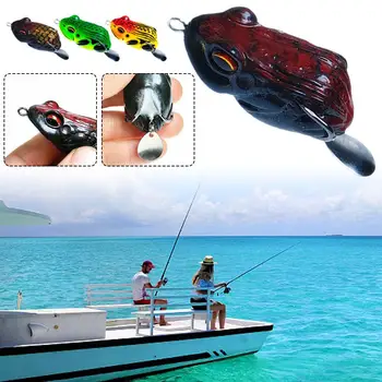 1 шт Лягушачья приманка Мягкая трубчатая приманка пластиковая рыболовная приманка 3D Eyes Frog Ray рыболовные крючки искусственная верхняя вода с A7K8