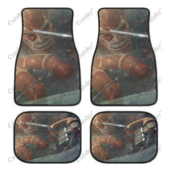 Автомобильные аксессуары Attack On Titan, коврики для пола, полный комплект из 4 предметов, универсальный размер, подходит для внедорожника