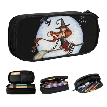 Пеналы Moonlight Ride для девочек и мальчиков, Вместительная коробка для ручек ведьмы на Хэллоуин, сумка для школьных принадлежностей