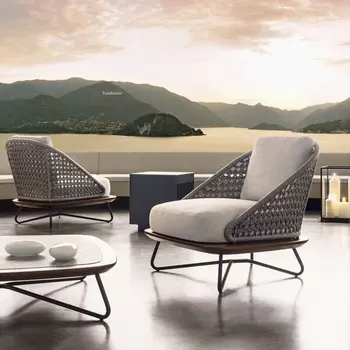 Уличные пляжные стулья из японского ротанга, стулья для отдыха в гостиной в скандинавском стиле, уличная мебель, диван-кресло для проживания в семье под открытым небом