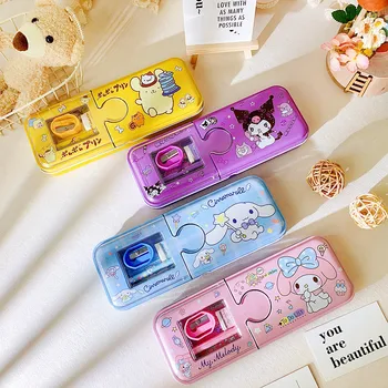 Sanrio Мультяшная канцелярская коробка для ручек Melody Kuromi Hello Kitty Cinnamoroll Pochacco Pencil Box Детские канцелярские принадлежности Pencil Box