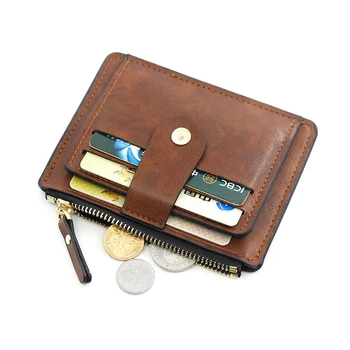 Маленький модный держатель для кредитных ID-карт, тонкий кожаный кошелек с карманом для монет, мужская сумка для денег, мужской мини-женский деловой кошелек