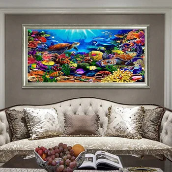Дельфин, черепаха, морская жизнь, подводный мир, пейзаж, художественный плакат, картина, холст, пейзаж, Настенное украшение для дома