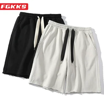 FGKKS 2023 Уличные повседневные шорты для мужчин, хлопковые пляжные брюки с большим карманом и пятью центами, высококачественные дизайнерские Горячие шорты для мужчин