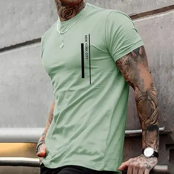 Мужская футболка с упрощенным текстом и 3D-принтом, одежда в стиле харадзюку с коротким рукавом, Летние Свободные дышащие мужские топы, повседневные мужские футболки