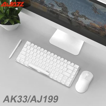AJAZZ AK33 RGB Bluetooth 87 Клавиш Игровая Механическая Клавиатура AJ199 Беспроводная Игровая Мышь 2.4 G Эргономичная 26000 Точек на дюйм Для Портативных ПК