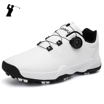 Профессиональная мужская обувь для гольфа с быстрой шнуровкой, Тренировочные кроссовки для игроков в гольф для мальчиков, Черно-белые Молодежные туфли для гольфа для отдыха, Большой размер 46