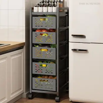 Полка может быть выдвижной шкаф корзина для овощных приправ выдвижной ящик от пола до потолка многослойное хранилище с прорезями кухонное хранилище