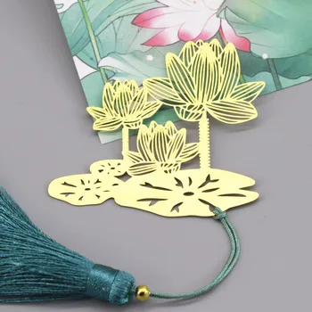 1шт Lotus Open и латунная бахрома Металлическое искусство Lotus Art Подарочная закладка в классическом китайском стиле Zen Lotus