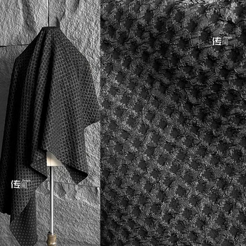 Жаккардовая ткань, тяжелая текстура, черная клетчатая сумка, дизайнер одежды, Оптовая продажа, ткань, Декоративно-прикладное искусство, Шитье из полиэстера