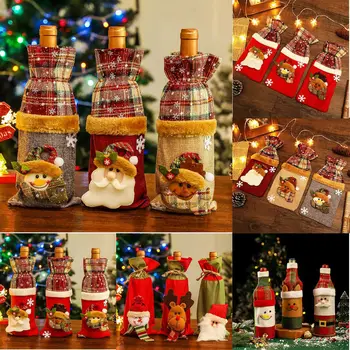 1 шт. Рождественский гном, крышка для бутылки вина, безликая кукла старика, сумка для крышки бутылки шампанского, новогодний орнамент, аксессуары, подарочная сумка
