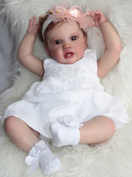 NPK 24-дюймовая Кукла Lottie Reborn Baby Для Малышей, Новорожденная Принцесса Для Девочек, Реалистичная Мягкая На Ощупь 3D-Художественная Кукла с Ручными Корневыми Волосами