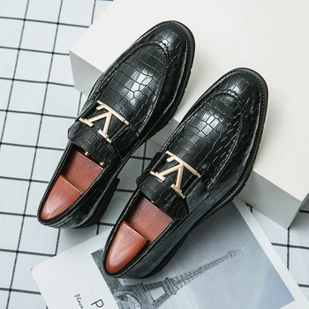 Деловые коричневые дышащие однотонные туфли без застежки ручной работы, размер 38-48, Новые черные лоферы, мужская обувь из искусственной кожи.