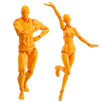 Манекен-кукла Кун из 2 частей для рисования фигурок для набора Мужчина + женщина (оранжевый)