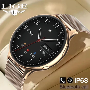 Женские смарт-часы LIGE NFC с функцией Bluetooth для вызова местной музыки, водонепроницаемые IP68, новые мужские смарт-часы для Android iOS с поддержкой записи