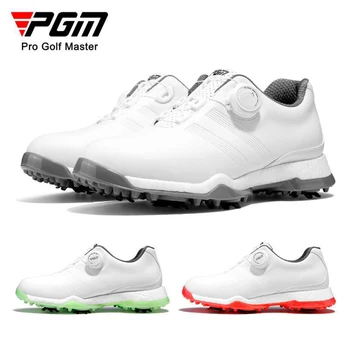 PGM Новая обувь для гольфа Женская супер водонепроницаемая спортивная обувь с набалдашником и кружевом для гольфа, нескользящие заклепки, попкорн, женская повседневная обувь на средней подошве