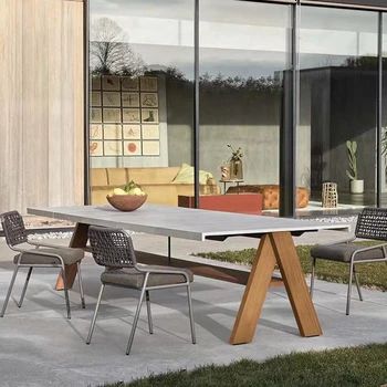 Простые наборы садовой мебели в скандинавском стиле, стол и стулья для патио, мебель для отдыха из ротанга, кресло для дома, виллы, балкона