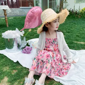 2023 Летнее платье с цветочным рисунком для маленьких девочек, модные детские платья принцессы с цветочным рисунком на День рождения, детские платья, детская одежда