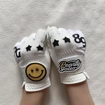 Женские перчатки для гольфа One Pairs Smile Face Корейского бренда Comfort из искусственной кожи, противоскользящие, износостойкие Модные женские перчатки