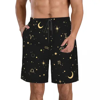 Золотой гороскоп 3D печать Летние мужские шорты Пляжные гавайские шорты для отдыха на шнурке Домашние шорты