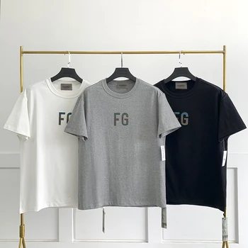 Летние основы Футболка FG Красочные буквы Светоотражающие футболки Женщины Мужчины Хип-Хоп Уличная одежда Хлопковые футболки с коротким рукавом