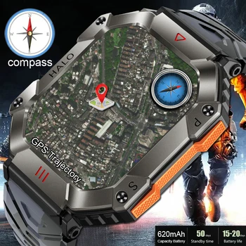 Для Huawei XiaoMi Военные Уличные Мужские Смарт-часы Compass GPS Отслеживание Погоды AI Voice 100 + Спортивных Режимов 620 мАч SmartWatch 2023