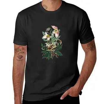 Новая футболка с рождественской розой в винтажном стиле с ботанической иллюстрацией, винтажная футболка, эстетичная одежда, черные футболки для мужчин