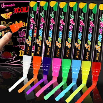 8 цветов/набор маркеров для хайлайтера, флуоресцентных ручек, стираемого мела, канцелярских принадлежностей для рисования на светодиодной доске, граффити, рекламы