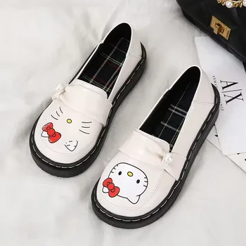 Оригинальная милая униформа JK Мультяшный кот Маленькие кожаные туфли на плоской подошве с круглым носком Для студентов Японского колледжа в стиле Лолиты