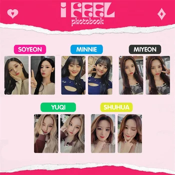 5 Листов / комплект (G) I-DLE Альбом I Feel Lomo Small Card Miyeon Soojin Girls MINNIE SOYEON YUQI Печатная Фотокарточка Girls Gift Kpop