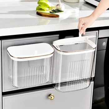 7-литровый Пластиковый Настенный мусорный бак Большая Кухонная Подвесная корзина для мусора с крышкой Мусорные баки для вторичной переработки