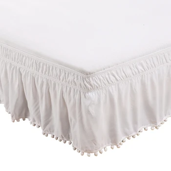 Элегантные юбки для кровати, стильные, прочные И легко моющиеся, простыня для балдахина, гофрированное покрытие основания кровати, белый US-King78 * 80 дюймов