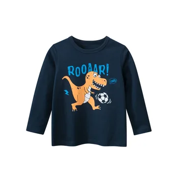 Детская футболка с длинным рукавом, осенняя новая базовая рубашка для мальчиков с длинным рукавом и принтом динозавра, детская одежда, одежда для мальчиков