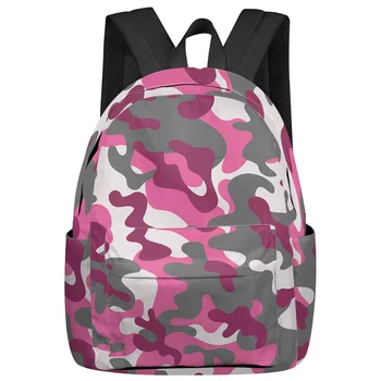 Розовые камуфляжные женские мужские рюкзаки, водонепроницаемый школьный рюкзак с несколькими карманами для студентов, мальчиков и девочек, набор для ноутбука, Mochilas