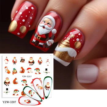 2023 Рождественская наклейка для ногтей Красный Санта Снежинка Лось Пингвин Холли 2023 Зимняя Наклейка Водный Слайдер Новогоднее Украшение для маникюра