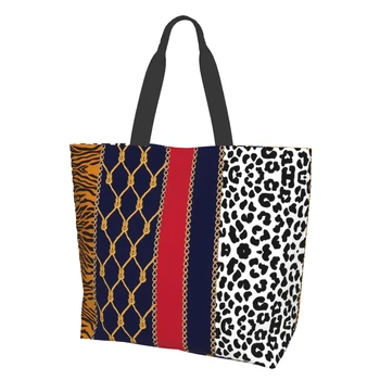 Очень большая продуктовая сумка с леопардовыми пятнами, в полоску цвета зебры, многоразовая сумка для покупок, сумка для хранения в путешествиях, легкие сумки, сумочка.