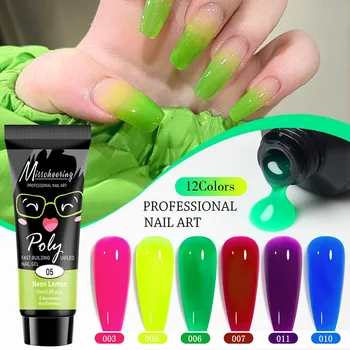 Гель для наращивания ногтей Soak Off UV Poly Зеленый прозрачный лак для ногтей с полупостоянным блеском Акриловый строительный клей-гель для маникюра