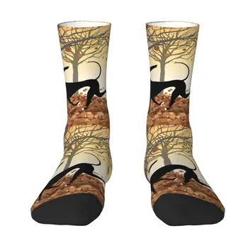Kawaii Мужские осенние носки для собак-хаундов Унисекс, теплые дышащие носки с 3D-принтом Greyhound Whippet Dog Crew Socks
