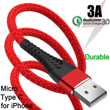 0.25/1/2/3 USB-кабель длиной м, Усиленный Рыбьим Хвостом, Соединение Типа C, Кабели Micro USB C, Сверхпрочное Быстрое Зарядное Устройство, Телефонный Шнур, Универсальный