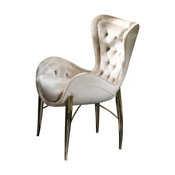 Легкие роскошные обеденные стулья из нержавеющей стали в минималистском стиле для современной элитной гостиной с бархатными выдвижными стульями
