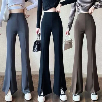 Женские повседневные брюки-стрейч с высокой талией, корейская версия, универсальные брюки для похудения, модная уличная одежда, офисные женские брюки