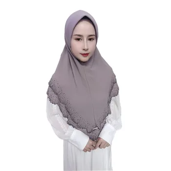 Мусульманская Женская Цельная Однотонная Шапочка-Хиджаб Для Молитвы Амира Ид Исламская Одежда Непосредственно Шейла Тюрбан Шали Удобные Головные Уборы