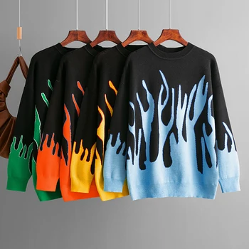 Жаккардовый свитер с круглым вырезом, Женский Свободный Модный пуловер, Вязаные топы с длинным рукавом, Осень 2023
