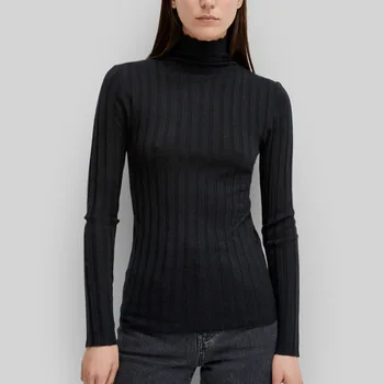 Тонкий женский универсальный пуловер 2023, осенне-зимний свитер-водолазка из натуральной шерсти OL.